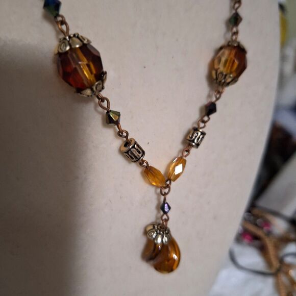 A Vintage Art Glass Women's Necklace Delicate Fairy Core Ethereal Romantic - Picture 3 of 13